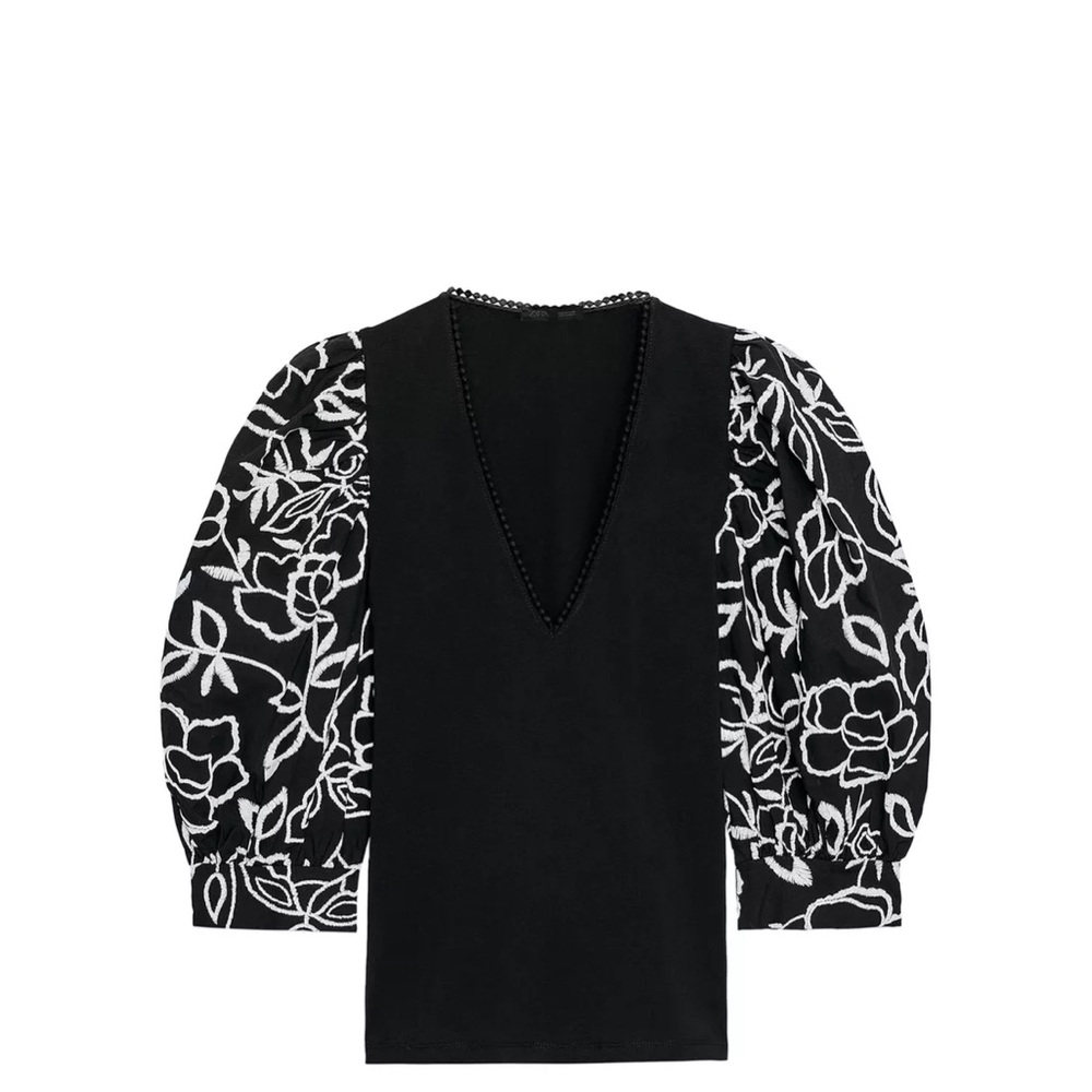 Zara Black and White Floral Top